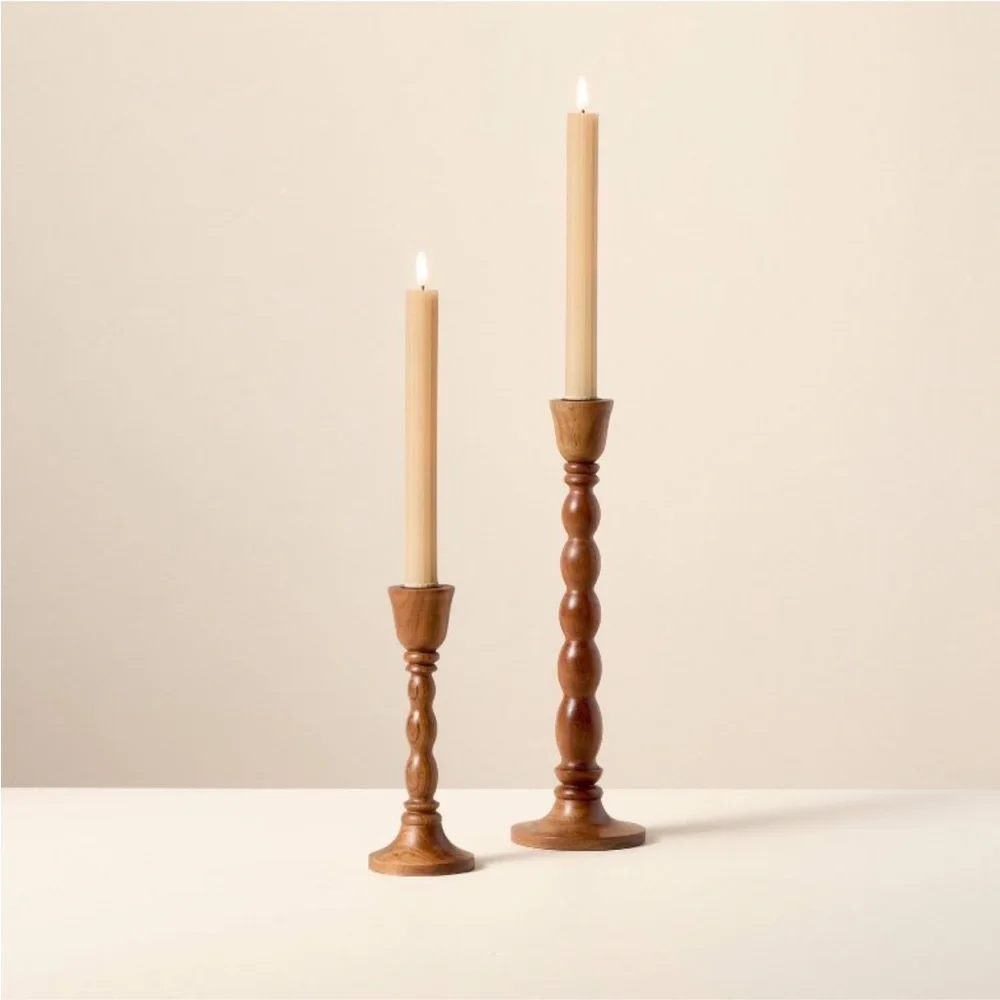 6pk Ribbed Flameless LED Taper Candles Honey - Hearth & Hand™ with Magnolia